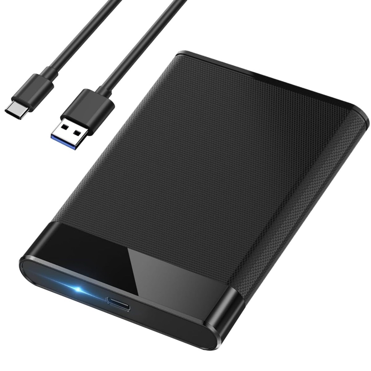 Dyazo 2.5" External Hard Drive Enclosure USB C 3.0 to SATA III | Tool Free SSD/HDD Case for 7mm/9.5mm Drives with UASP Support | Hard Drive Case Compatible with WD, Seagate, Toshiba, Samsung – Black