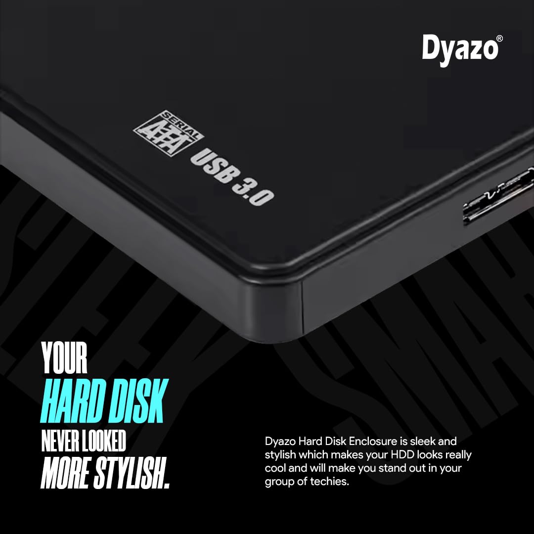 Dyazo 2.5" SATA External Hard Drive Case with USB 3.0 Connection for HDD/SSD | Supports UASP Up to 4TB Storage