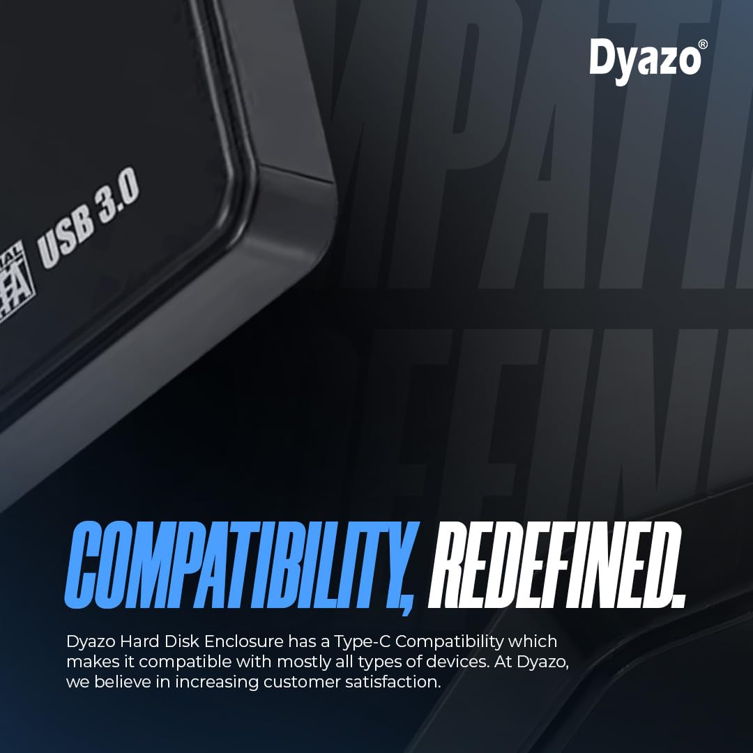 Dyazo 2.5" SATA External Hard Drive Case with USB 3.0 Connection for HDD/SSD | Supports UASP Up to 4TB Storage