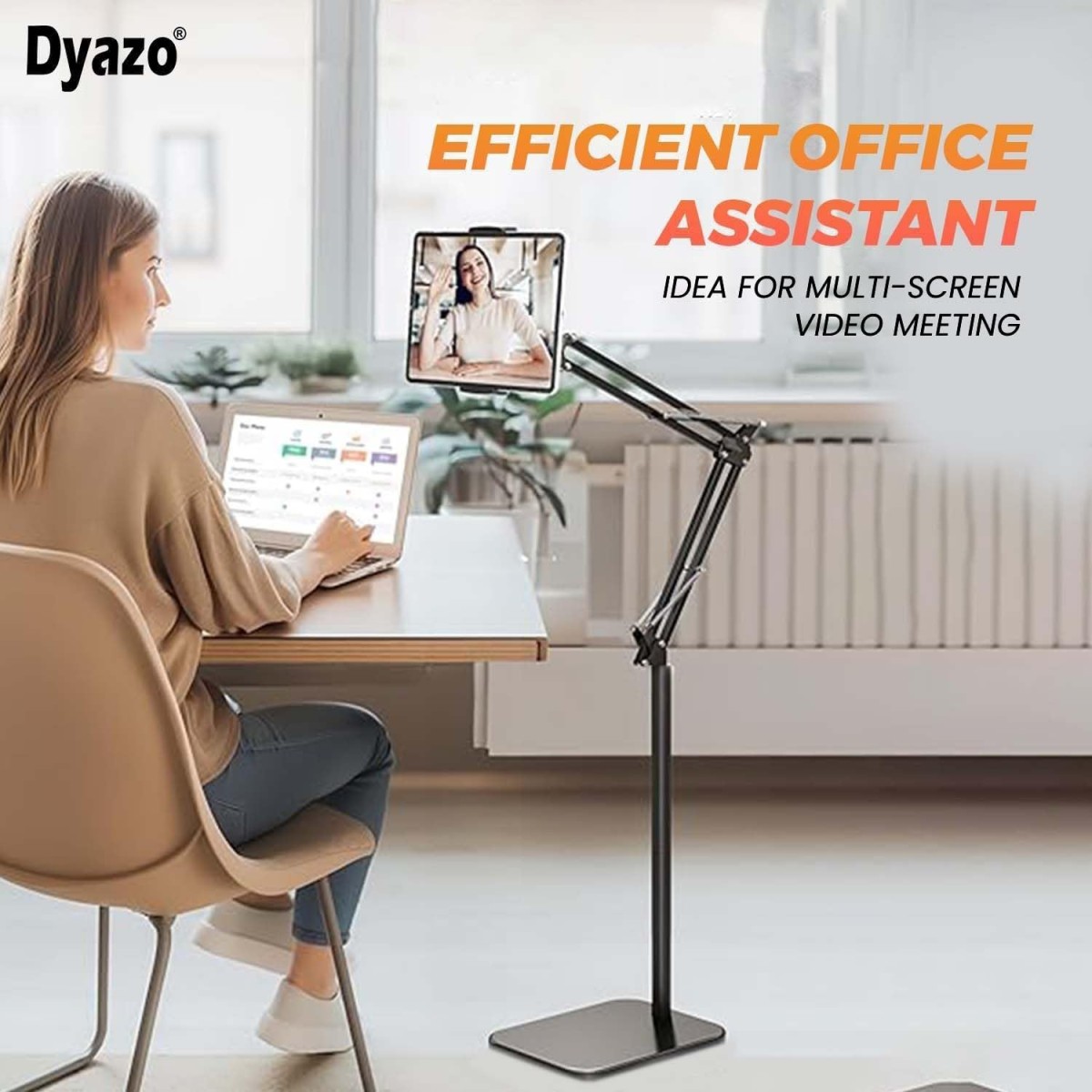 Dyazo Aluminium Tablet Stand Holder with 360° Rotating Base, Multi Angle Adjustments Pad and All Tablets