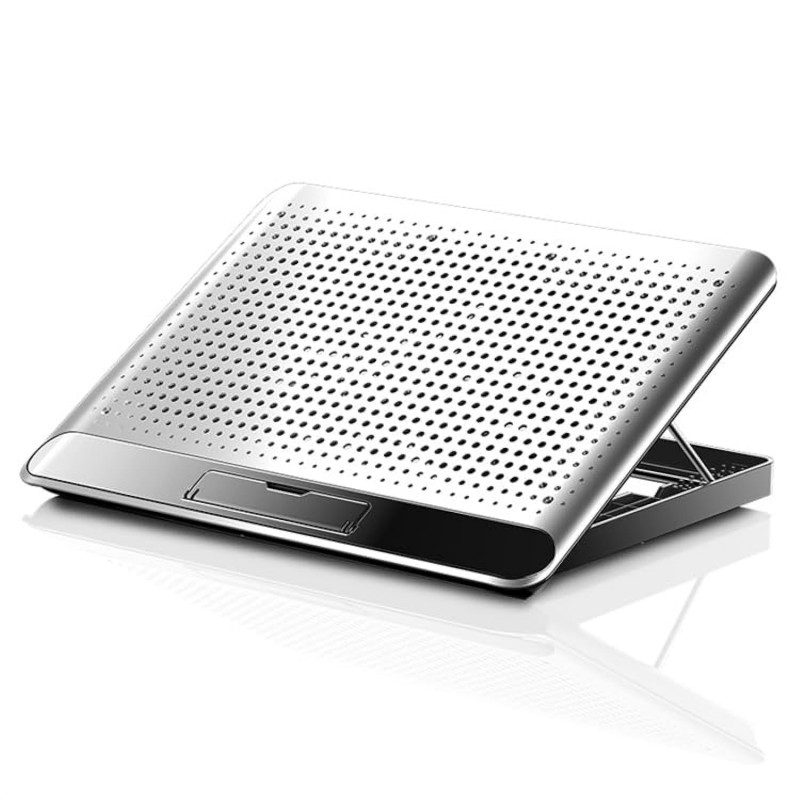 Dyazo Aluminum Laptop Cooling pad | Laptop Stand with Fan | Notebook Cooler | Cooling Fan with Height Settings Compatible for MacBook, Lenovo, Hp & Other laptops upto15.6 Inches (Silver)