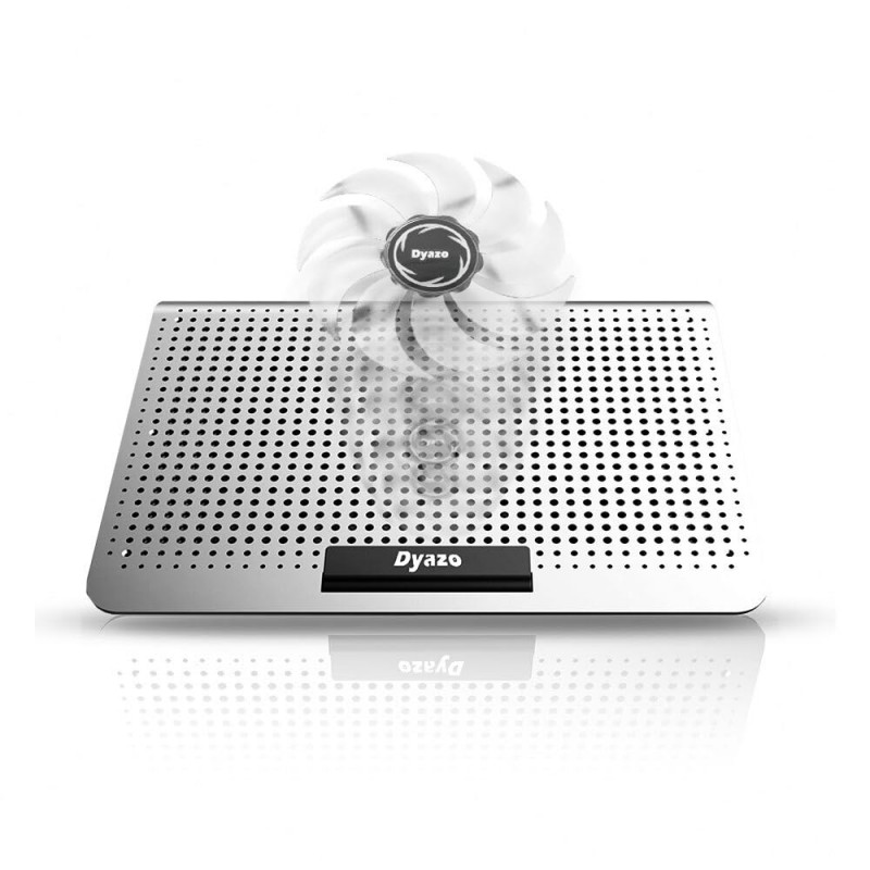 Dyazo Aluminum Laptop Cooling pad | Laptop Stand with Fan | Notebook Cooler | Cooling Fan with Height Settings Compatible for MacBook, Lenovo, Hp & Other laptops upto15.6 Inches (Silver)