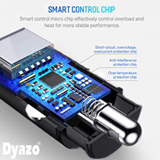 Dyazo Carbon Fibre Print 4.8 A 2.4 and 2.4 Amp 2 Port Fast Car Charger