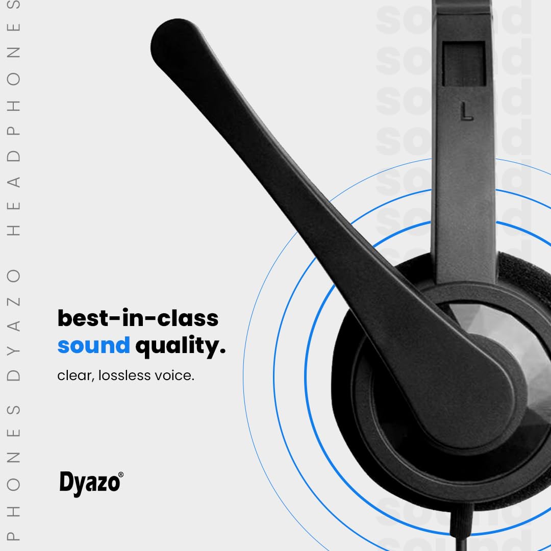 Dyazo Computer Wired Headphones | Headset with Mic | 3.5 MM Jack | Compatible for Laptops, PC, Notebooks (Black)