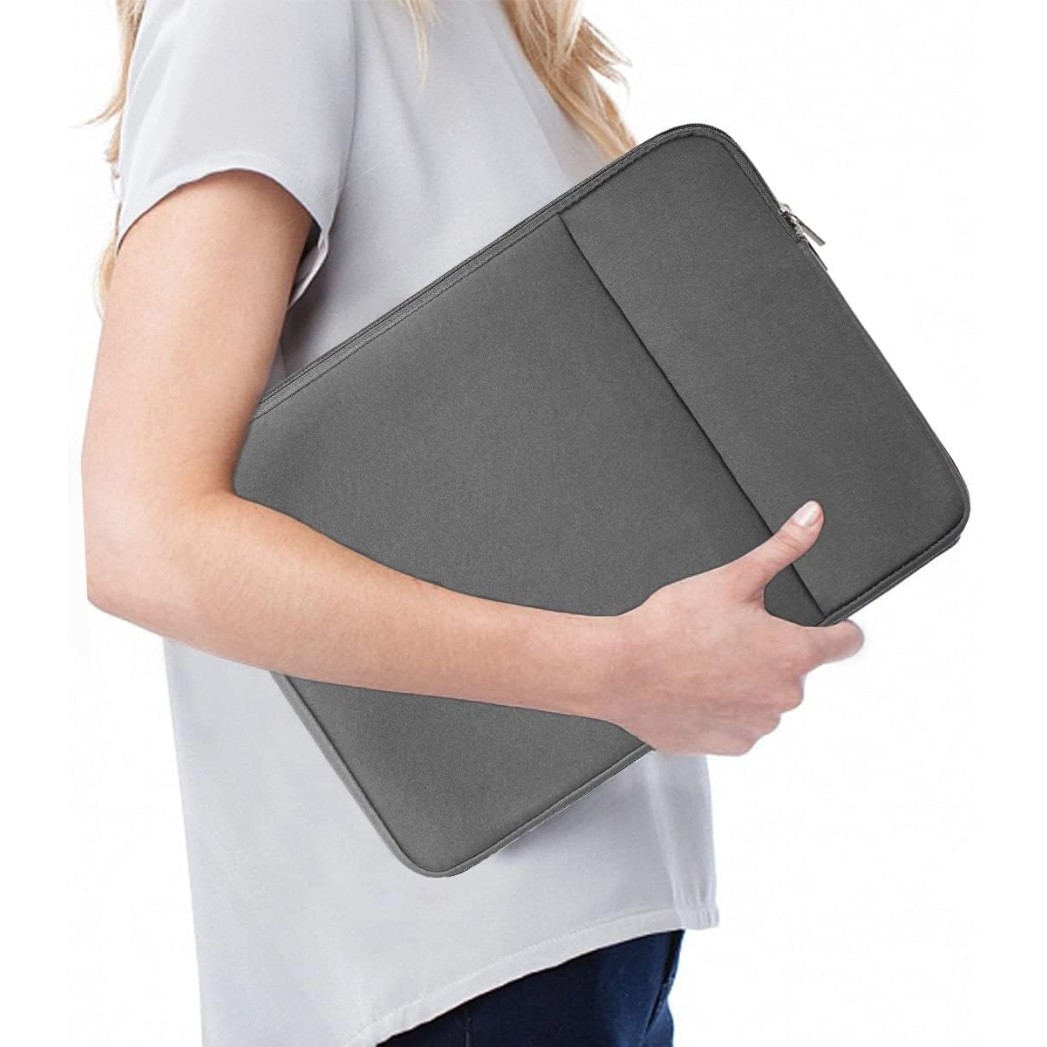 Dyazo Laptop Sleeve 15.6 inch Case, Water Repellent Polyester Neoprene Case with Accessory Pocket (OnePOCKET 15.6 Grey)