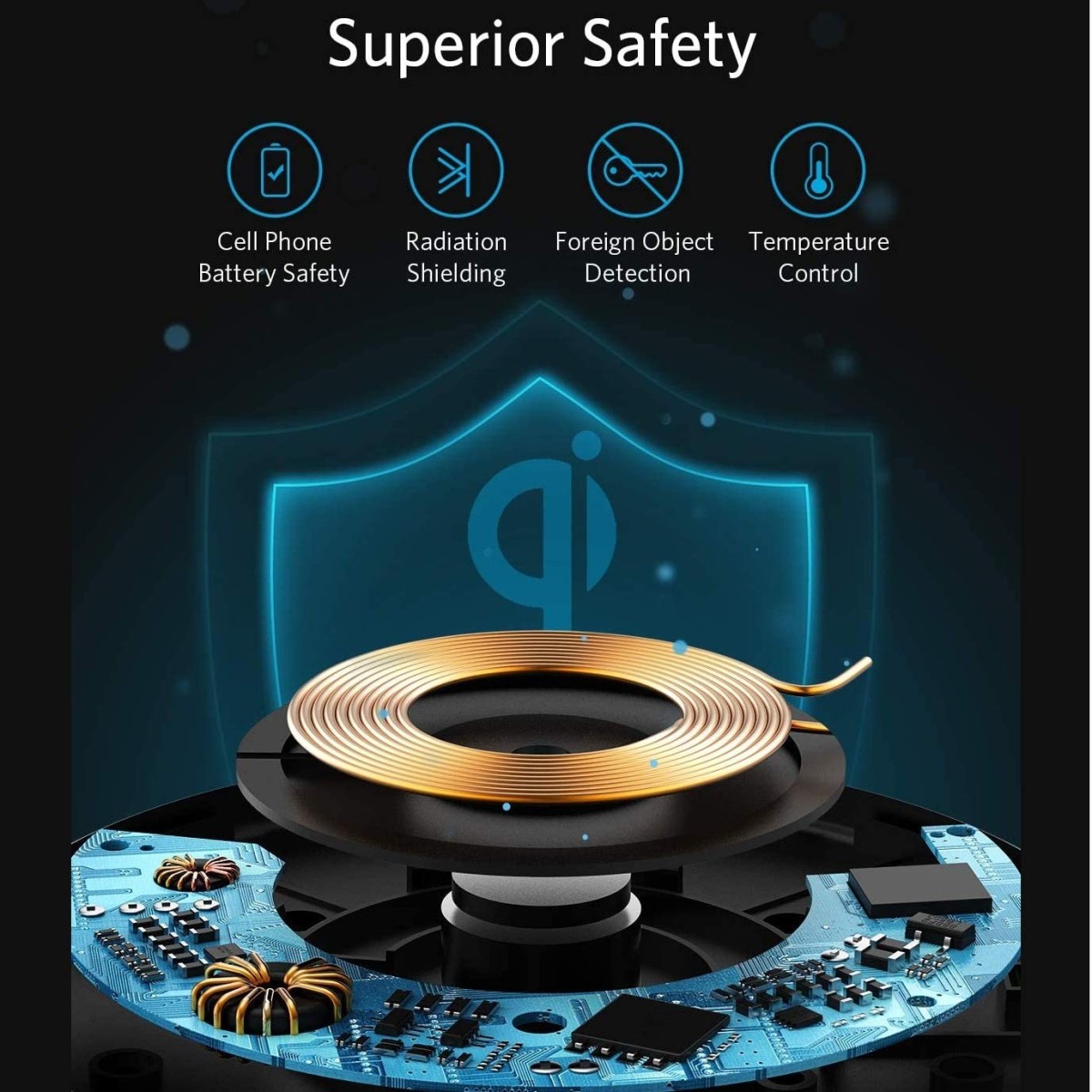 Dyazo Wx003 10 W, 7.5 W, 5 W Single Port Wireless Charging Pad for all device USB Cable - Black