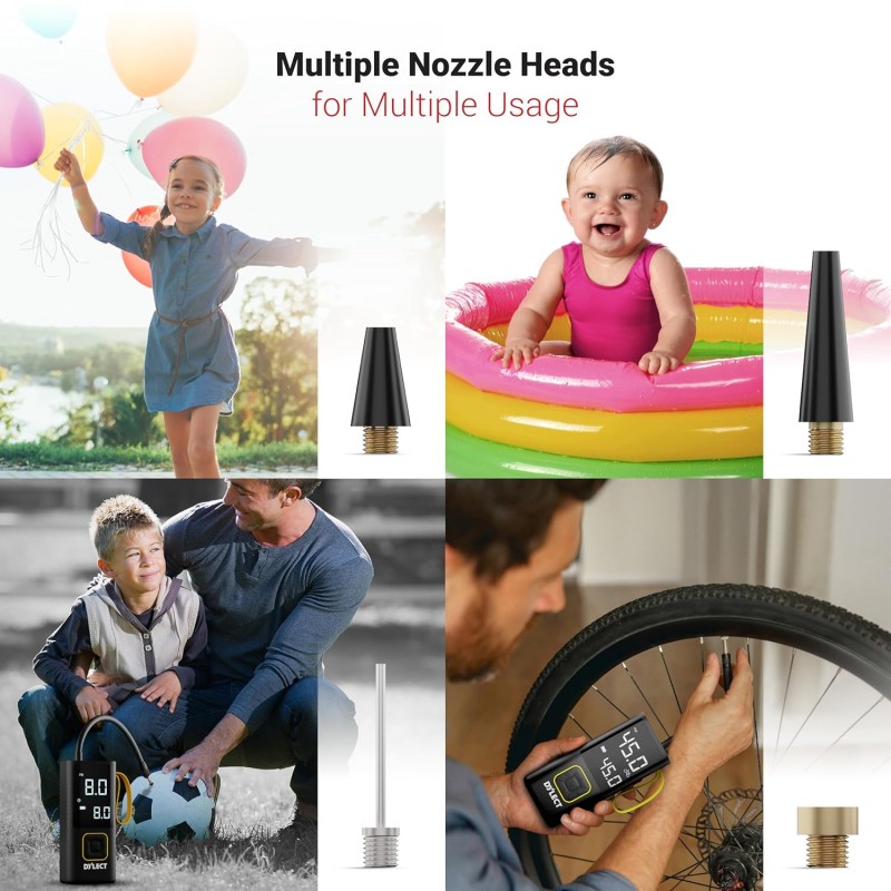 Dylect Tyre Inflator for Car and Bike| Home Use| Works Both on DC Port & Battery| Type-C Charging| 6000mAh BIS Certified| Super Fast Inflation| 5 Fill Modes| AutoCutoff| Multiple Nozzles Dylect Tyre Inflator for Car and Bike| Home Use| Works Both on DC Port & Battery| Type-C Charging| 6000mAh BIS Certified| Super Fast Inflation| 5 Fill Modes| AutoCutoff| Multiple Nozzles
