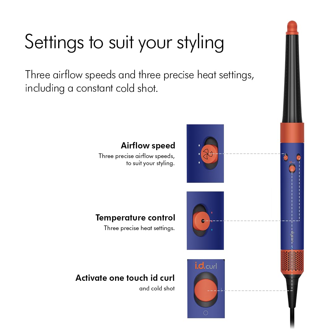 Dyson Airwrap I.D. 6-In-1 Multi-Styler (Vinca Blue & Topaz)| Styles Without Heat Damage| 7 Styling Settings|3 Speed & 3 Heat Settings|Cold Shot| Enhanced Coanda Airflow| 2 Yr Warranty,1300 Watts