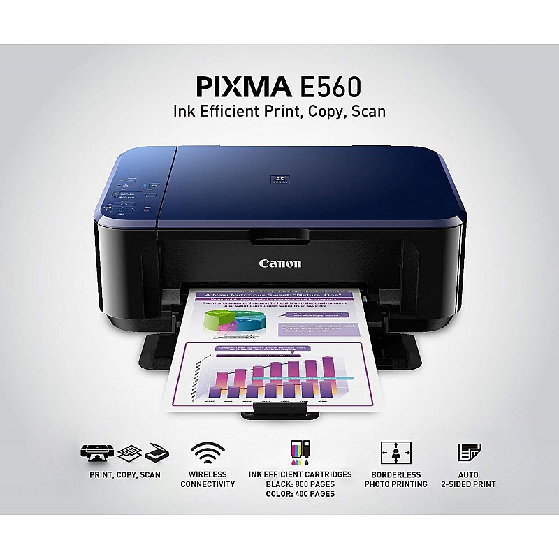 Canon PIXMA E560 Multi-function WiFi Color Inkjet Printer (Borderless Printing)  