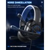 EKSA T8 Ps4 Gaming Wired Over Ear Headphones with Mic with Noise Canceling, Pc with Surround Stereo Sound, Led Light for Ps4, Pc, Laptop (Blue)