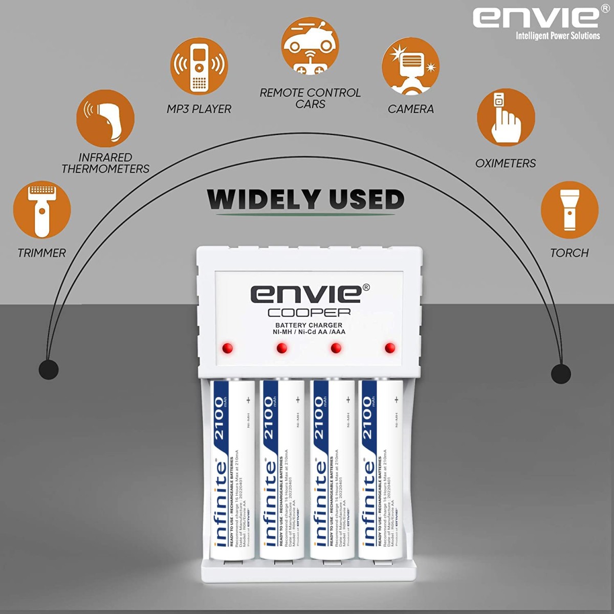 ENVIE® (NEXAECR30) NEXA ECR 30 Smart Charge Control Charger System for AA/AAA/9V Rechargeable Batteries (Ni-CD/Ni-MH)