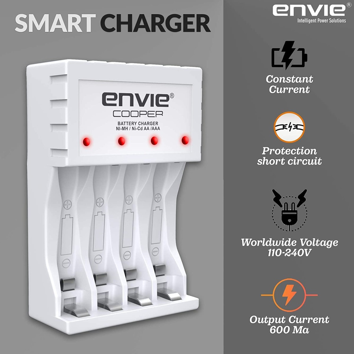 ENVIE® (NEXAECR30) NEXA ECR 30 Smart Charge Control Charger System for AA/AAA/9V Rechargeable Batteries (Ni-CD/Ni-MH)