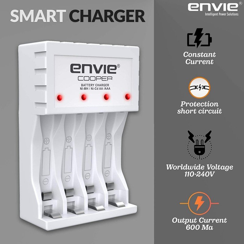 ENVIE® (NEXAECR30) NEXA ECR 30 Smart Charge Control Charger System for AA/AAA/9V Rechargeable Batteries (Ni-CD/Ni-MH) ENVIE® (NEXAECR30) NEXA ECR 30 Smart Charge Control Charger System for AA/AAA/9V Rechargeable Batteries (Ni-CD/Ni-MH)