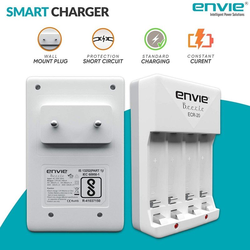 ENVIE® (NEXAECR30) NEXA ECR 30 Smart Charge Control Charger System for AA/AAA/9V Rechargeable Batteries (Ni-CD/Ni-MH) ENVIE® (NEXAECR30) NEXA ECR 30 Smart Charge Control Charger System for AA/AAA/9V Rechargeable Batteries (Ni-CD/Ni-MH)