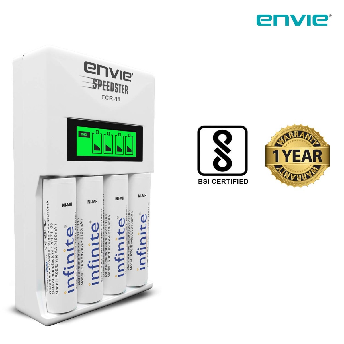 ENVIE® (NEXAECR30) NEXA ECR 30 Smart Charge Control Charger System for AA/AAA/9V Rechargeable Batteries (Ni-CD/Ni-MH)