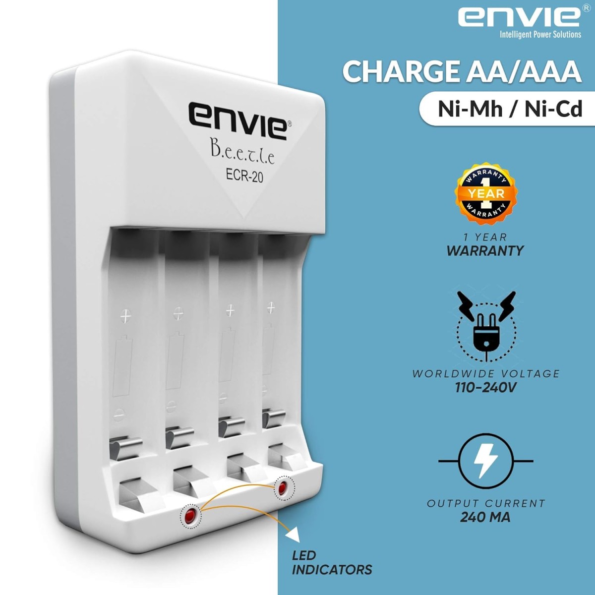ENVIE® (NEXAECR30) NEXA ECR 30 Smart Charge Control Charger System for AA/AAA/9V Rechargeable Batteries (Ni-CD/Ni-MH)