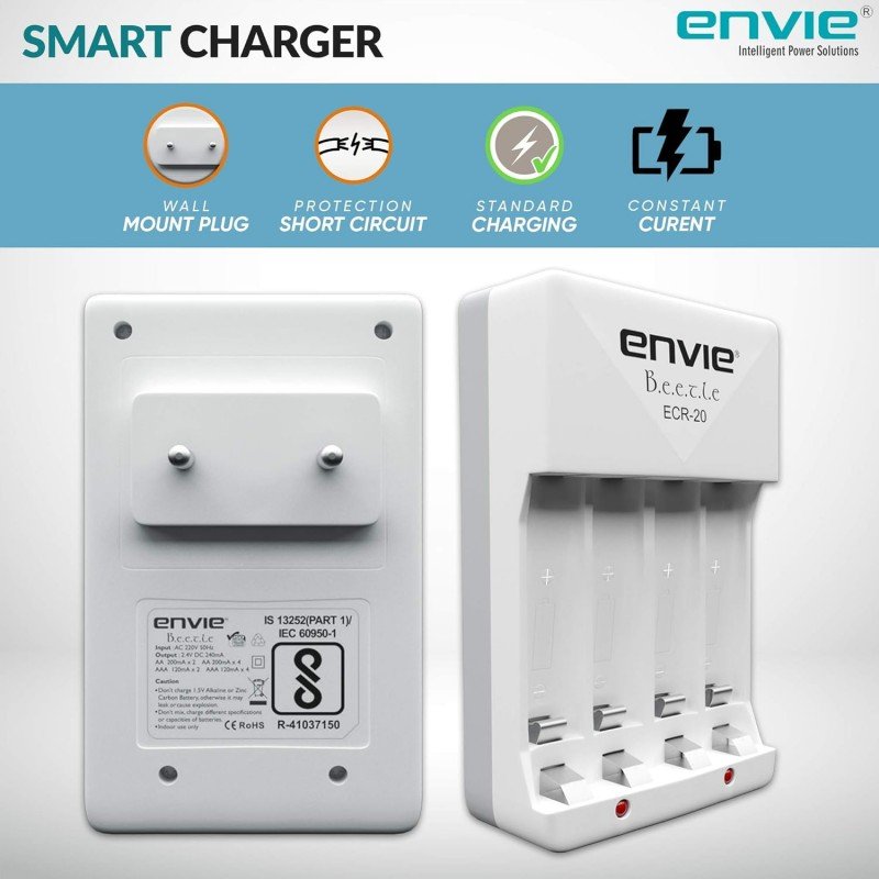 ENVIE® (NEXAECR30) NEXA ECR 30 Smart Charge Control Charger System for AA/AAA/9V Rechargeable Batteries (Ni-CD/Ni-MH) ENVIE® (NEXAECR30) NEXA ECR 30 Smart Charge Control Charger System for AA/AAA/9V Rechargeable Batteries (Ni-CD/Ni-MH)