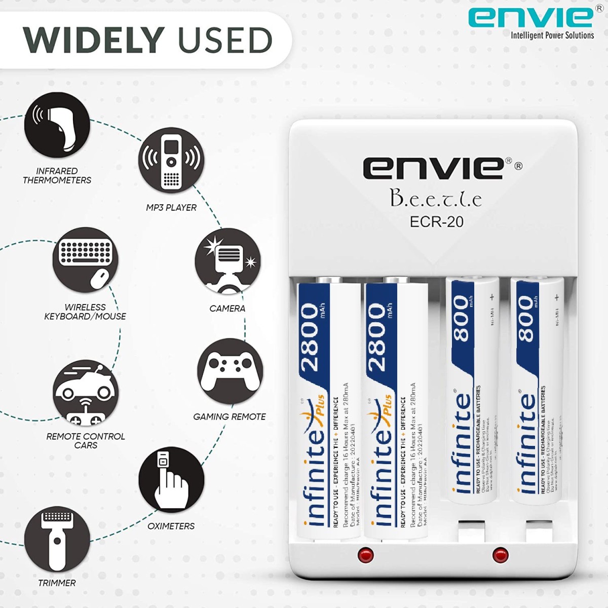 ENVIE® (NEXAECR30) NEXA ECR 30 Smart Charge Control Charger System for AA/AAA/9V Rechargeable Batteries (Ni-CD/Ni-MH)