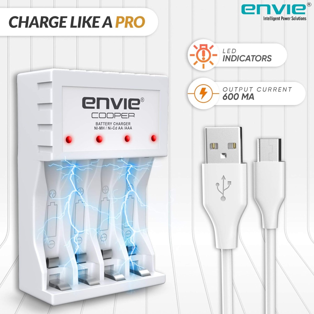 ENVIE® (NEXAECR30) NEXA ECR 30 Smart Charge Control Charger System for AA/AAA/9V Rechargeable Batteries (Ni-CD/Ni-MH)
