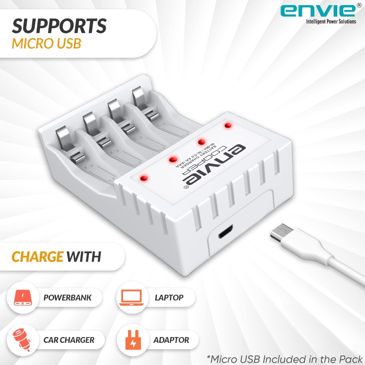 ENVIE® (NEXAECR30) NEXA ECR 30 Smart Charge Control Charger System for AA/AAA/9V Rechargeable Batteries (Ni-CD/Ni-MH)