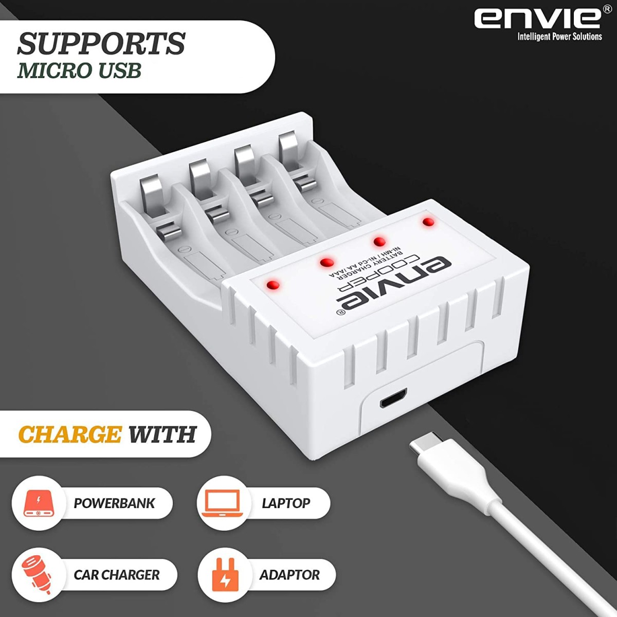 ENVIE® (NEXAECR30) NEXA ECR 30 Smart Charge Control Charger System for AA/AAA/9V Rechargeable Batteries (Ni-CD/Ni-MH)
