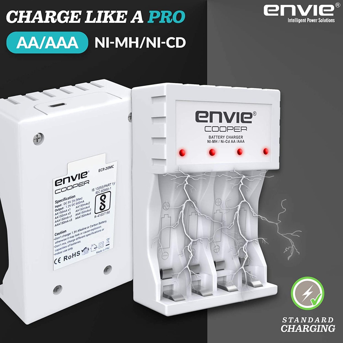 ENVIE® (NEXAECR30) NEXA ECR 30 Smart Charge Control Charger System for AA/AAA/9V Rechargeable Batteries (Ni-CD/Ni-MH)