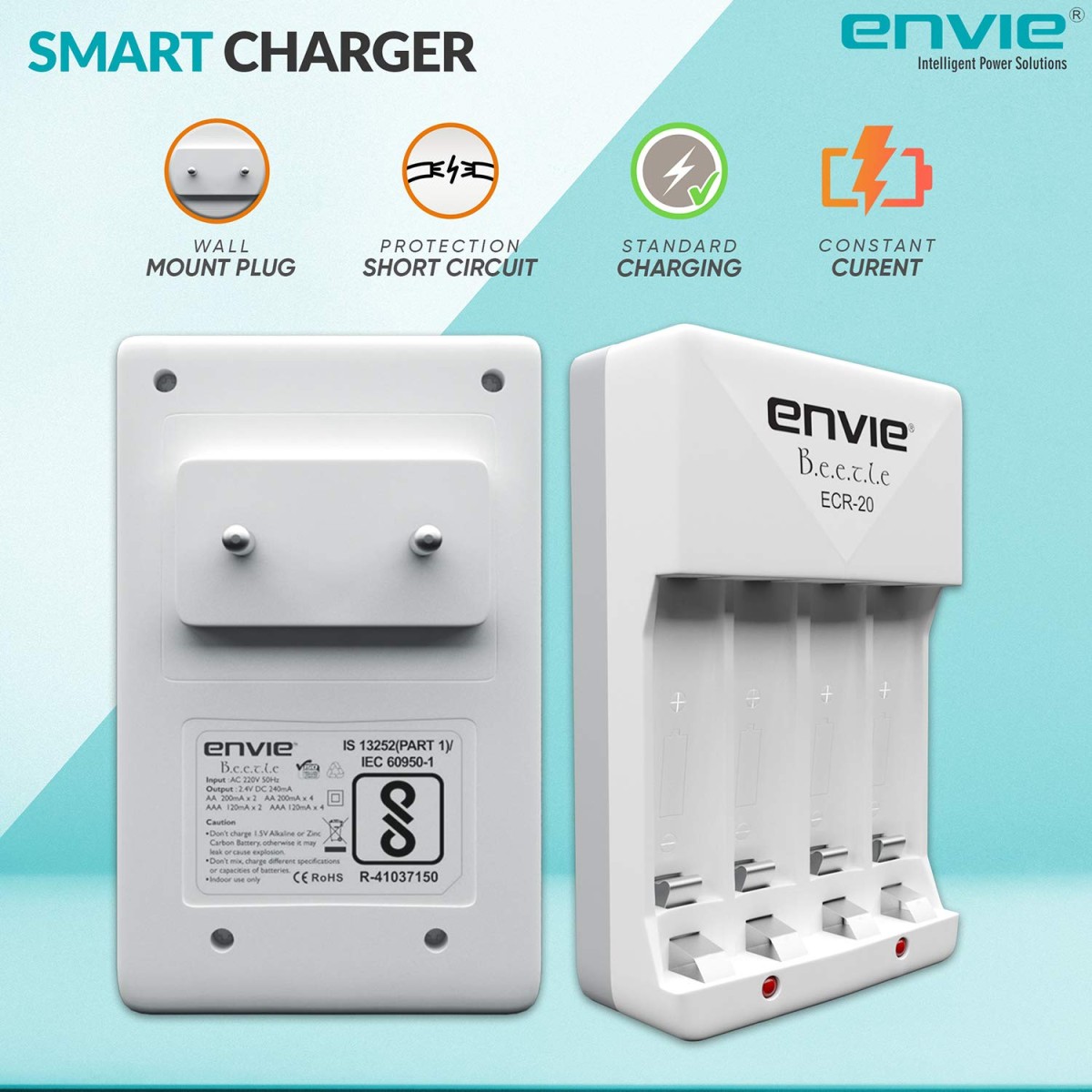 ENVIE® (NEXAECR30) NEXA ECR 30 Smart Charge Control Charger System for AA/AAA/9V Rechargeable Batteries (Ni-CD/Ni-MH)
