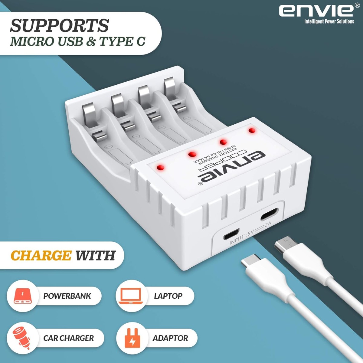 ENVIE® (NEXAECR30) NEXA ECR 30 Smart Charge Control Charger System for AA/AAA/9V Rechargeable Batteries (Ni-CD/Ni-MH)