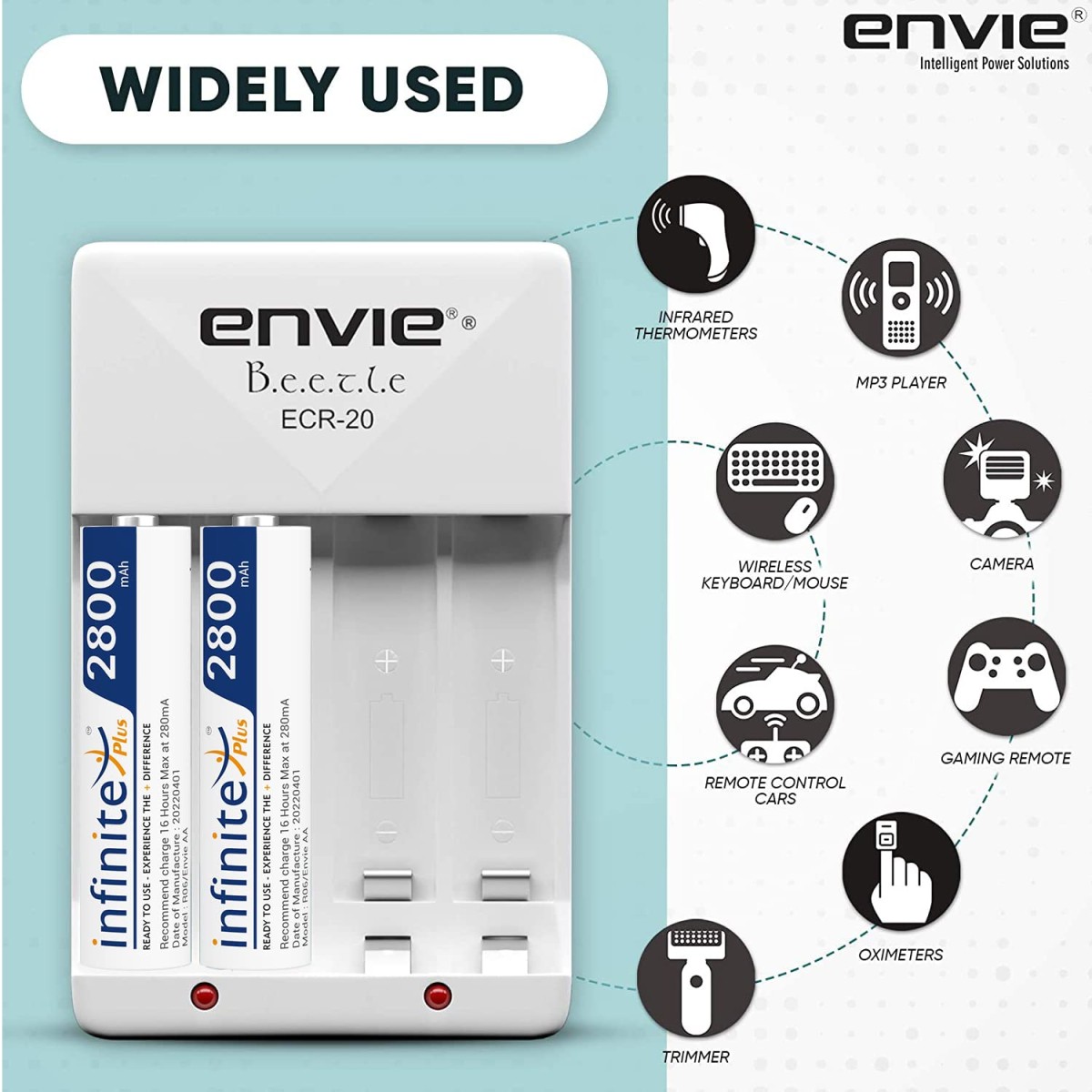ENVIE® (NEXAECR30) NEXA ECR 30 Smart Charge Control Charger System for AA/AAA/9V Rechargeable Batteries (Ni-CD/Ni-MH)