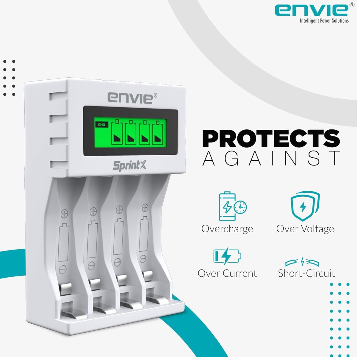 ENVIE® (NEXAECR30) NEXA ECR 30 Smart Charge Control Charger System for AA/AAA/9V Rechargeable Batteries (Ni-CD/Ni-MH)