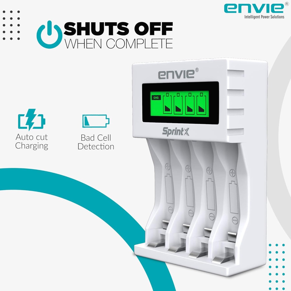 ENVIE® (NEXAECR30) NEXA ECR 30 Smart Charge Control Charger System for AA/AAA/9V Rechargeable Batteries (Ni-CD/Ni-MH)