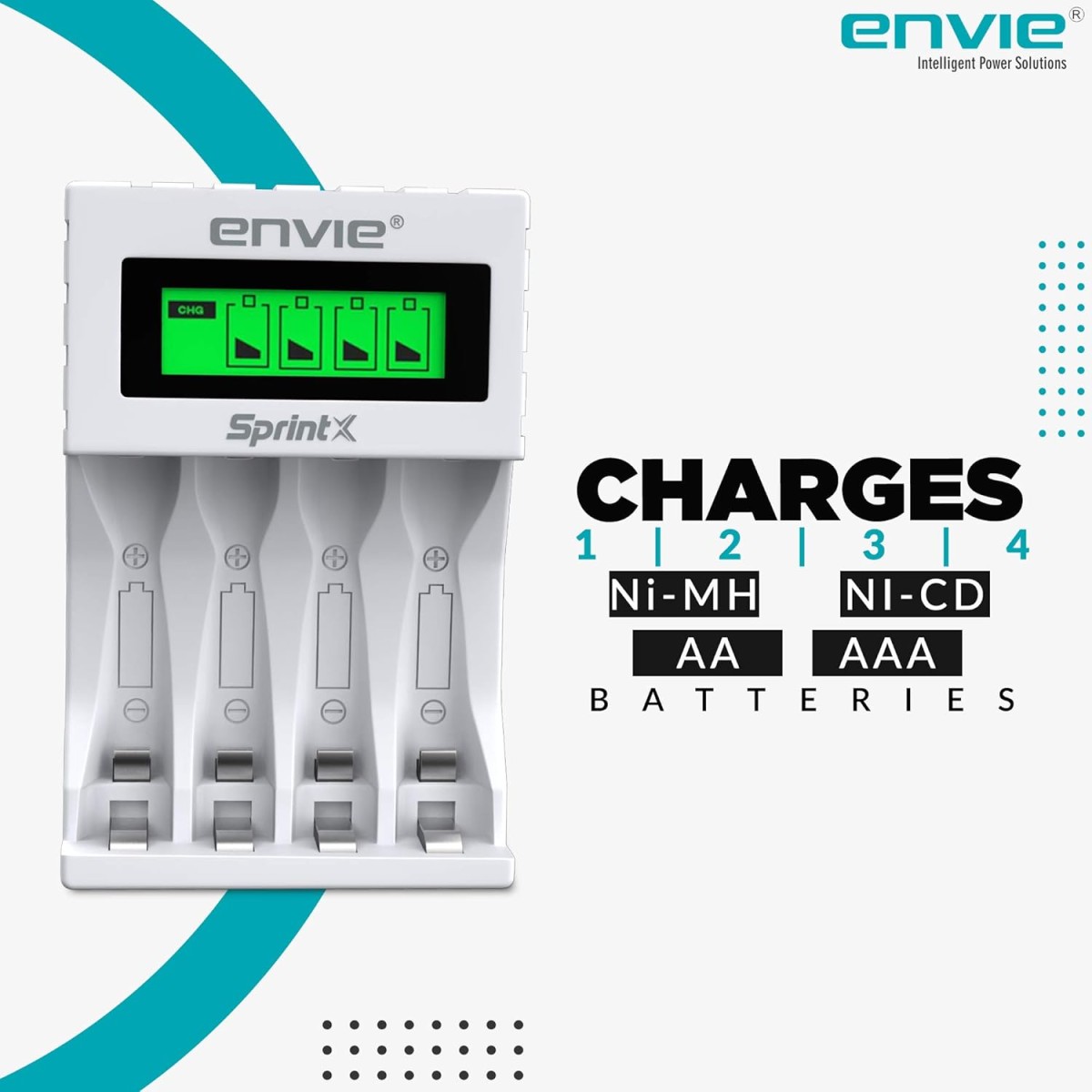 ENVIE® (NEXAECR30) NEXA ECR 30 Smart Charge Control Charger System for AA/AAA/9V Rechargeable Batteries (Ni-CD/Ni-MH)