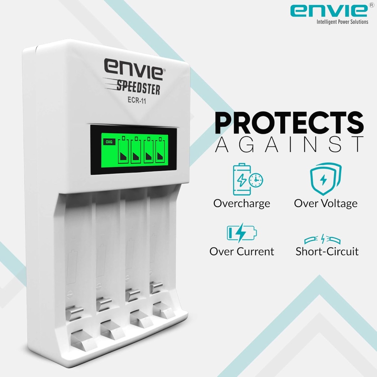 ENVIE® (NEXAECR30) NEXA ECR 30 Smart Charge Control Charger System for AA/AAA/9V Rechargeable Batteries (Ni-CD/Ni-MH)