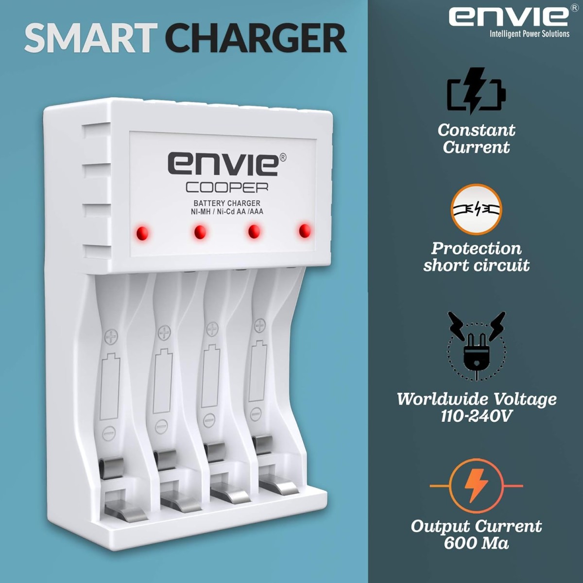 ENVIE® (NEXAECR30) NEXA ECR 30 Smart Charge Control Charger System for AA/AAA/9V Rechargeable Batteries (Ni-CD/Ni-MH)