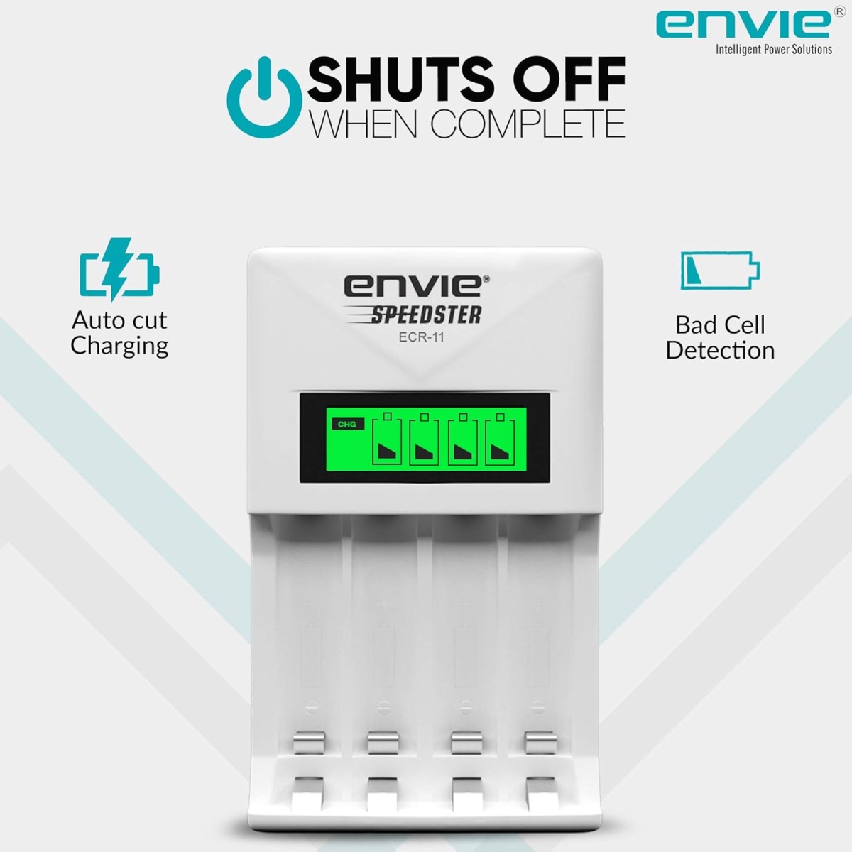 ENVIE® (NEXAECR30) NEXA ECR 30 Smart Charge Control Charger System for AA/AAA/9V Rechargeable Batteries (Ni-CD/Ni-MH)