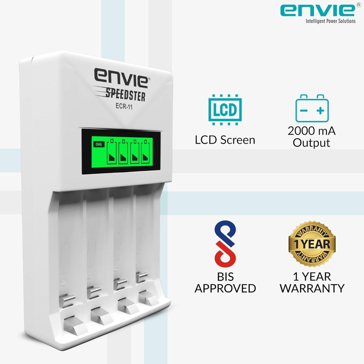 ENVIE® (NEXAECR30) NEXA ECR 30 Smart Charge Control Charger System for AA/AAA/9V Rechargeable Batteries (Ni-CD/Ni-MH)