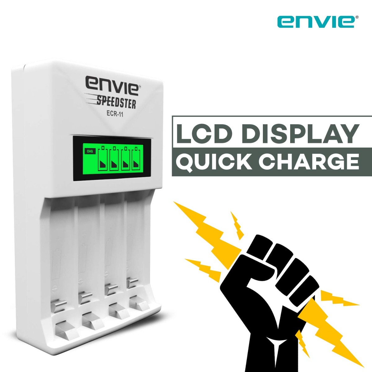 ENVIE® (NEXAECR30) NEXA ECR 30 Smart Charge Control Charger System for AA/AAA/9V Rechargeable Batteries (Ni-CD/Ni-MH)