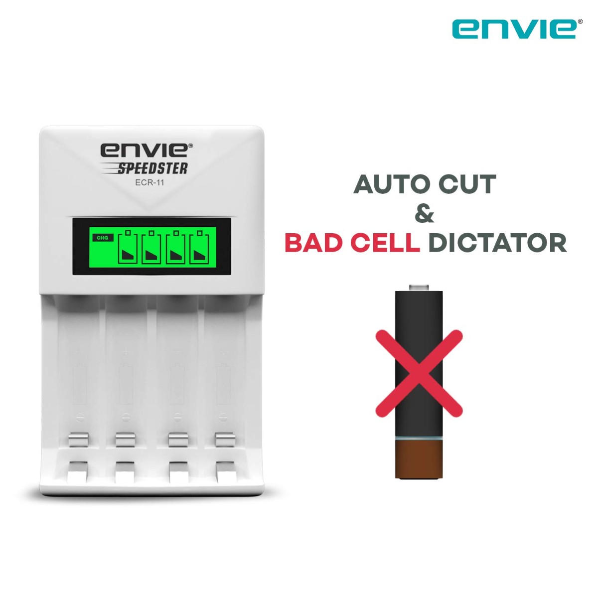 ENVIE® (NEXAECR30) NEXA ECR 30 Smart Charge Control Charger System for AA/AAA/9V Rechargeable Batteries (Ni-CD/Ni-MH)