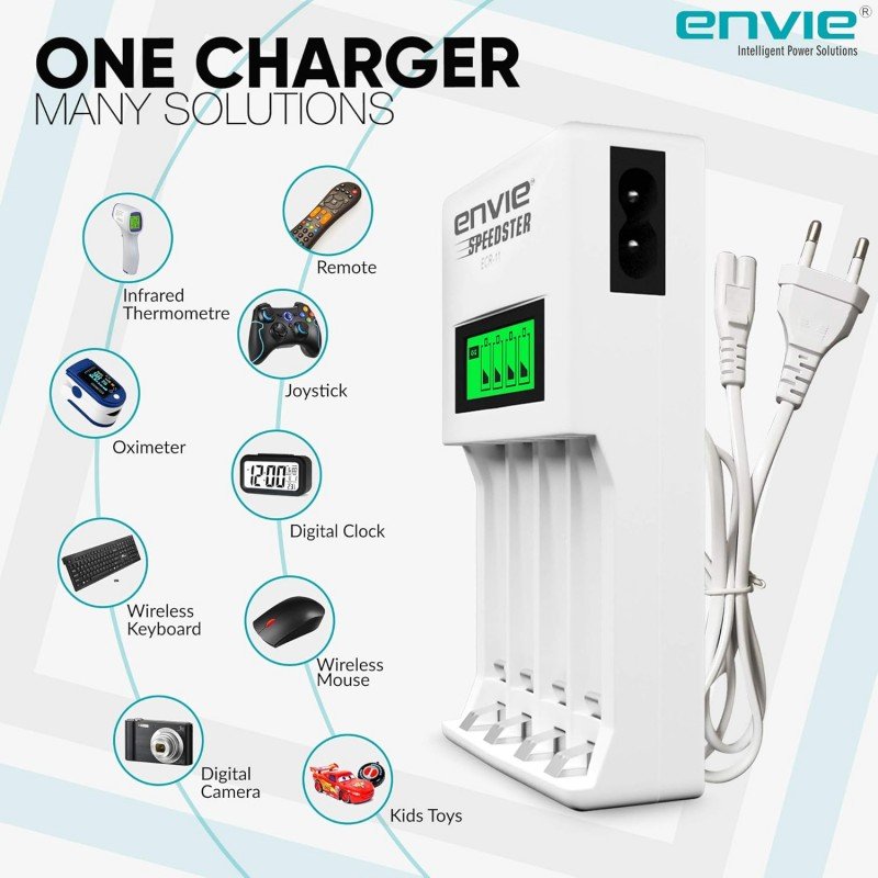 ENVIE® (NEXAECR30) NEXA ECR 30 Smart Charge Control Charger System for AA/AAA/9V Rechargeable Batteries (Ni-CD/Ni-MH) ENVIE® (NEXAECR30) NEXA ECR 30 Smart Charge Control Charger System for AA/AAA/9V Rechargeable Batteries (Ni-CD/Ni-MH)
