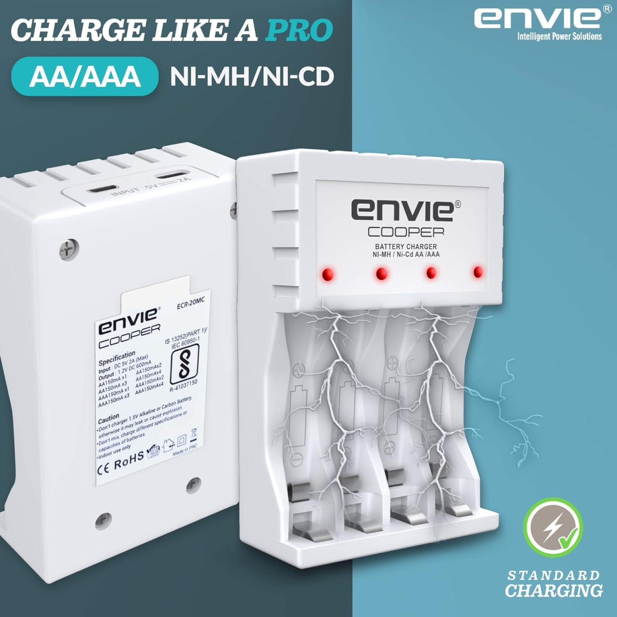 ENVIE® (NEXAECR30) NEXA ECR 30 Smart Charge Control Charger System for AA/AAA/9V Rechargeable Batteries (Ni-CD/Ni-MH)