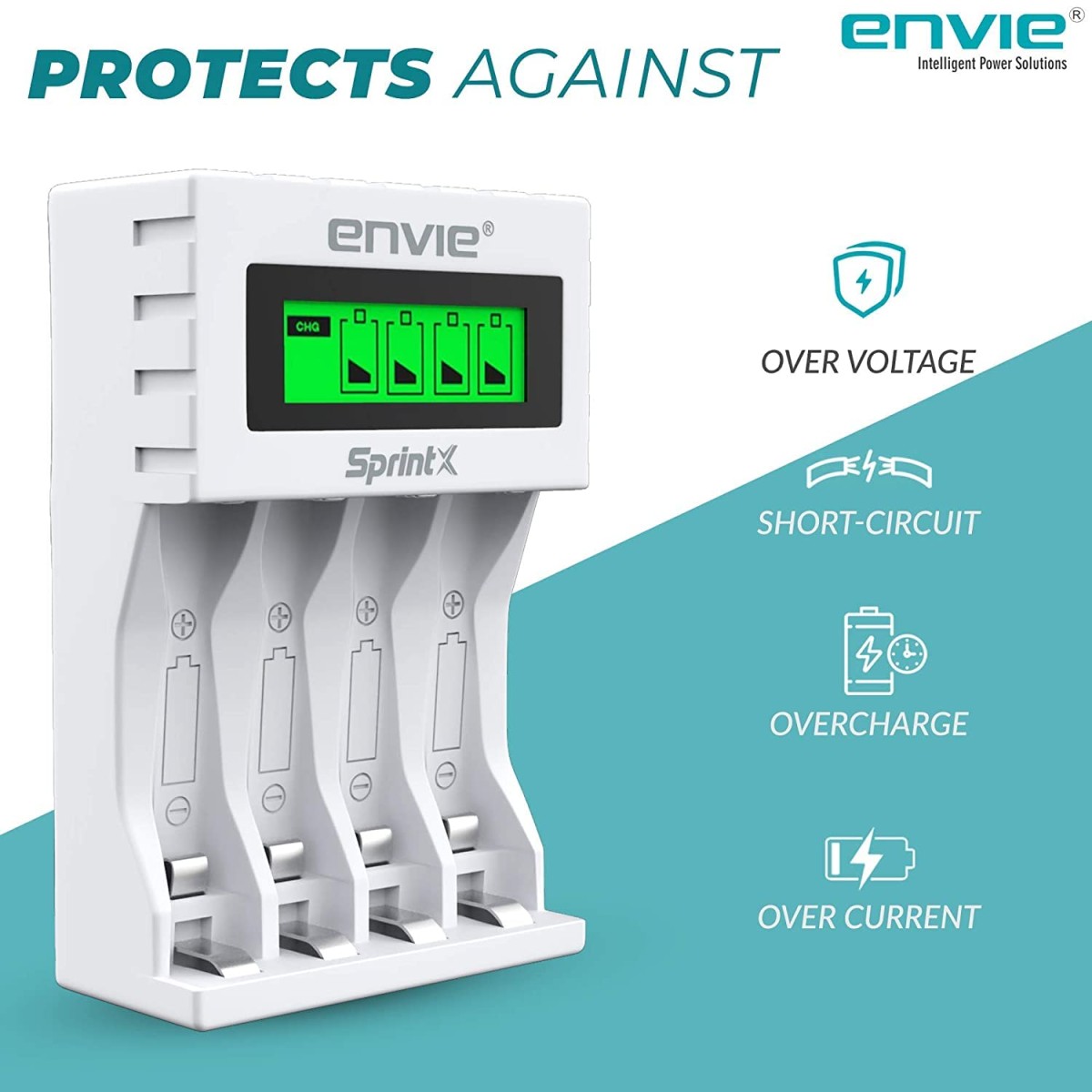 ENVIE® (NEXAECR30) NEXA ECR 30 Smart Charge Control Charger System for AA/AAA/9V Rechargeable Batteries (Ni-CD/Ni-MH)