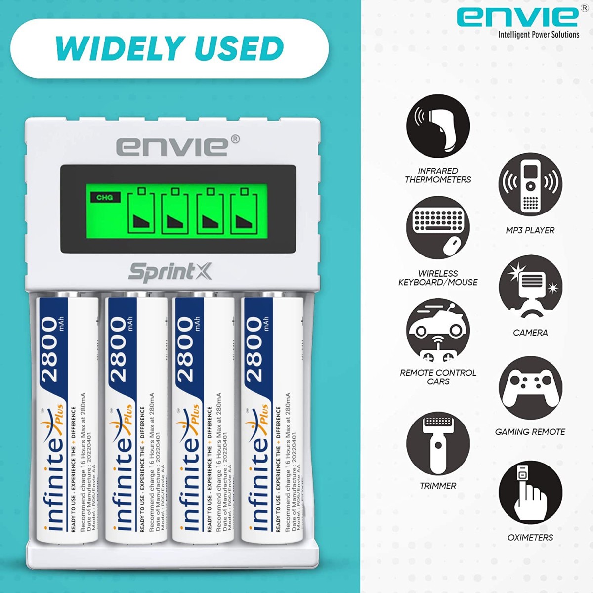 ENVIE® (NEXAECR30) NEXA ECR 30 Smart Charge Control Charger System for AA/AAA/9V Rechargeable Batteries (Ni-CD/Ni-MH)