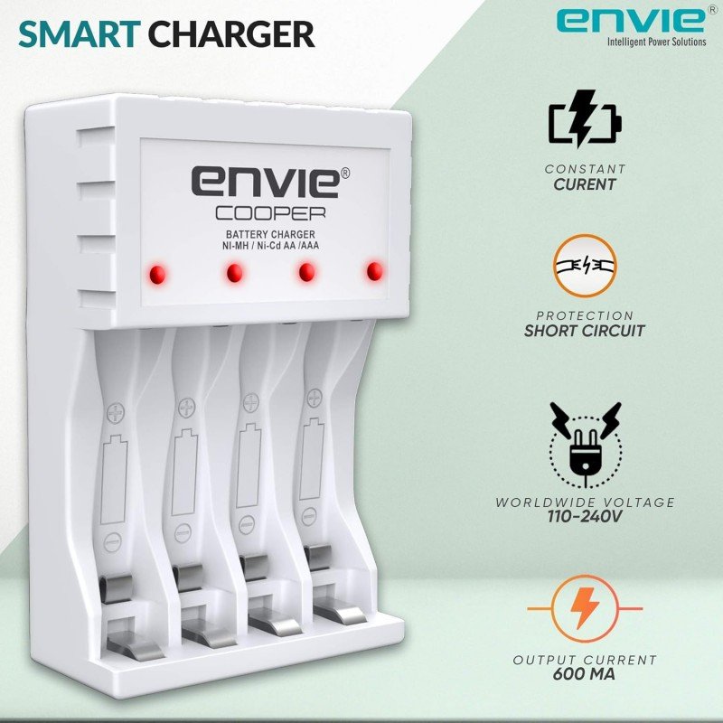ENVIE® (NEXAECR30) NEXA ECR 30 Smart Charge Control Charger System for AA/AAA/9V Rechargeable Batteries (Ni-CD/Ni-MH) ENVIE® (NEXAECR30) NEXA ECR 30 Smart Charge Control Charger System for AA/AAA/9V Rechargeable Batteries (Ni-CD/Ni-MH)