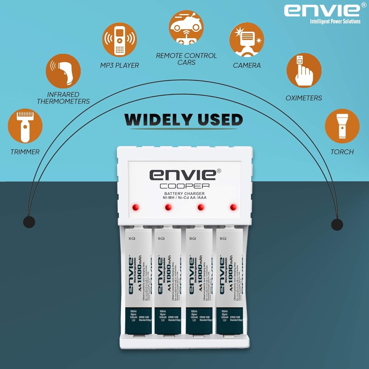 ENVIE® (NEXAECR30) NEXA ECR 30 Smart Charge Control Charger System for AA/AAA/9V Rechargeable Batteries (Ni-CD/Ni-MH)