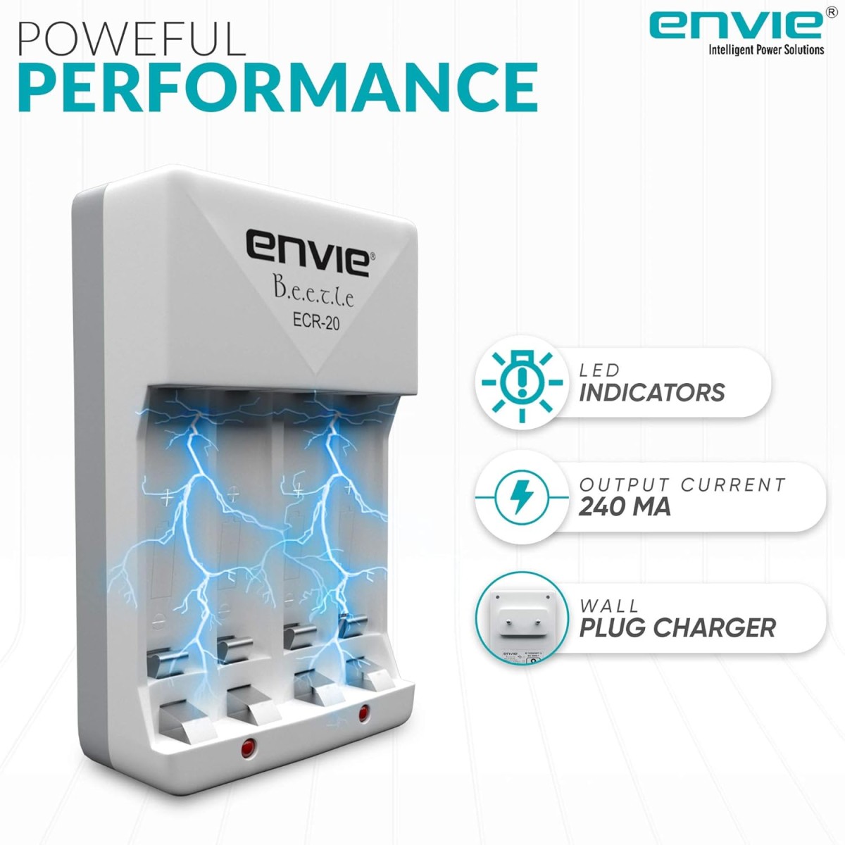 ENVIE® (NEXAECR30) NEXA ECR 30 Smart Charge Control Charger System for AA/AAA/9V Rechargeable Batteries (Ni-CD/Ni-MH)