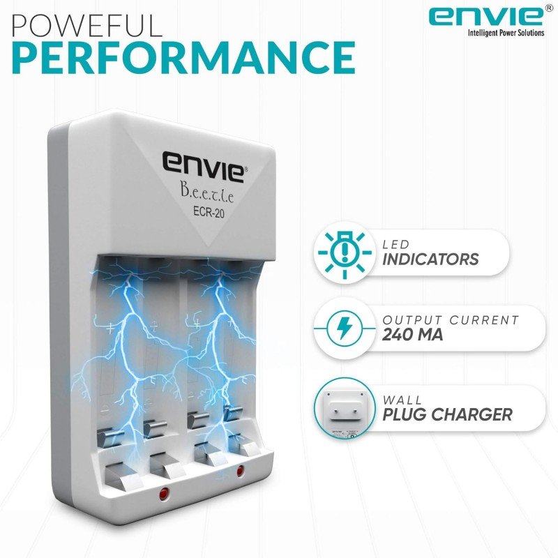 ENVIE® (NEXAECR30) NEXA ECR 30 Smart Charge Control Charger System for AA/AAA/9V Rechargeable Batteries (Ni-CD/Ni-MH) ENVIE® (NEXAECR30) NEXA ECR 30 Smart Charge Control Charger System for AA/AAA/9V Rechargeable Batteries (Ni-CD/Ni-MH)