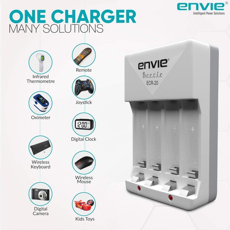 ENVIE® (NEXAECR30) NEXA ECR 30 Smart Charge Control Charger System for AA/AAA/9V Rechargeable Batteries (Ni-CD/Ni-MH) ENVIE® (NEXAECR30) NEXA ECR 30 Smart Charge Control Charger System for AA/AAA/9V Rechargeable Batteries (Ni-CD/Ni-MH)