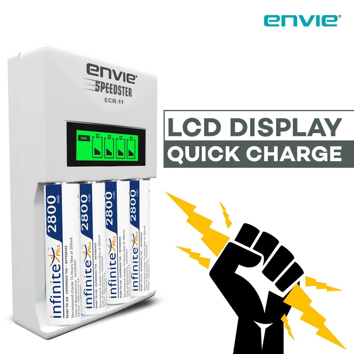 ENVIE® (NEXAECR30) NEXA ECR 30 Smart Charge Control Charger System for AA/AAA/9V Rechargeable Batteries (Ni-CD/Ni-MH)