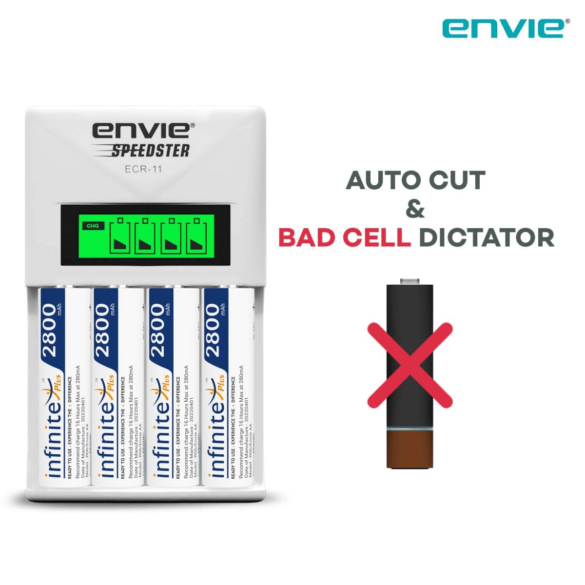 ENVIE® (NEXAECR30) NEXA ECR 30 Smart Charge Control Charger System for AA/AAA/9V Rechargeable Batteries (Ni-CD/Ni-MH)