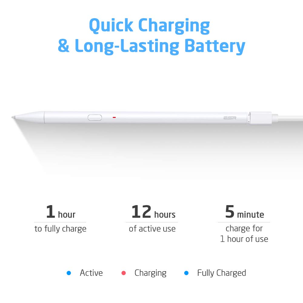 ESR Upgraded Stylus Pen for iPad Active Stylus with Palm Rejection, Precise and Rechargeable Pencil